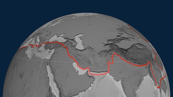 Eurasia tectonic plate. Elevation — Stock Video