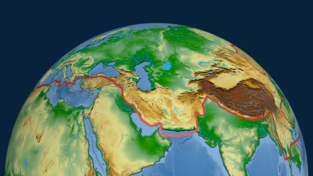 Placa tectónica Eurasia. Físico — Vídeo de Stock