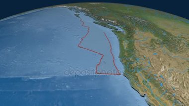 Juan De Fuca tektonik plaka. Uydu görüntüleri