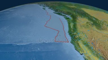 Juan De Fuca tektonik plaka. Topografya