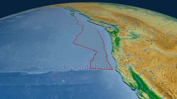 Juan De Fuca tektonische plaat. Fysieke — Stockvideo