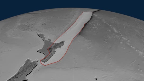Тектоническая плита Кермадека. Высота — стоковое видео