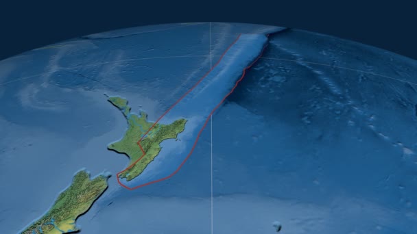 Kermadec tectonic plate. Natural Earth — Stock Video