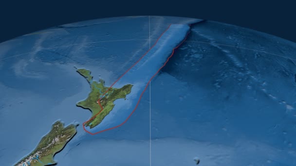 Kermadec tectonic plate. Satellite imagery — Stock Video