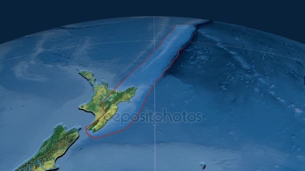 Kermadec tectonic plate. Topography — Stock Video