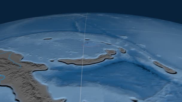 Manus tectonic plate. Elevation and bathymetry — Stock Video