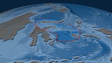 Molucca Denizi tektonik plaka. Yükselme ve bathymetry