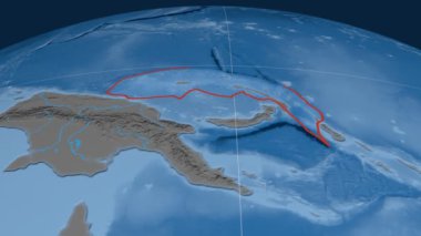 Kuzey Bismarck tektonik plaka. Yükselme ve bathymetry