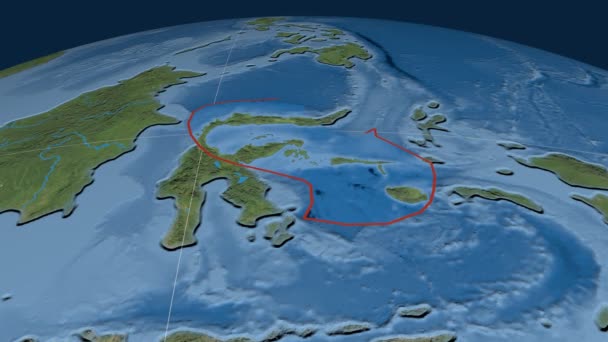Тектоническая плита Молуккского моря. Спутниковые снимки — стоковое видео
