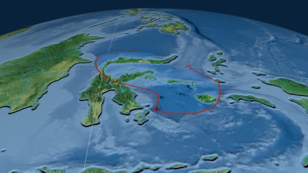 Moluckerna havet tektoniska plattan. Topografi — Stockvideo