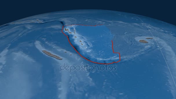 Nya Hebriderna tektoniska plattan. Höjd och batymetri — Stockvideo