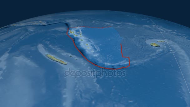 Nové Hebridy tektonické desky. Reliéf — Stock video
