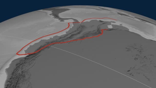 Kuzey Andes tektonik plaka. Yükseklik — Stok video
