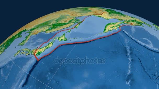 Okhotsk tektonik plaka. Fiziksel — Stok video