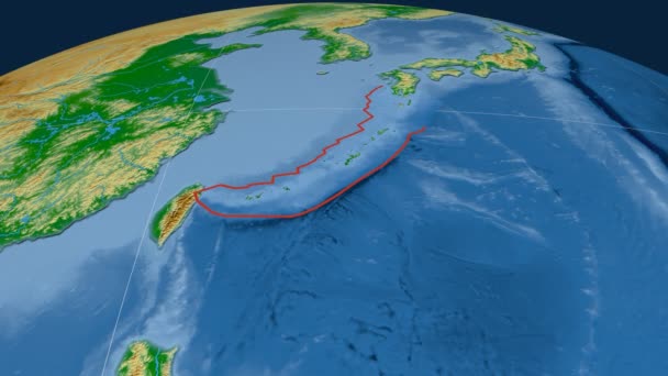 Okinawa tectonic plate. Physical — Stock Video