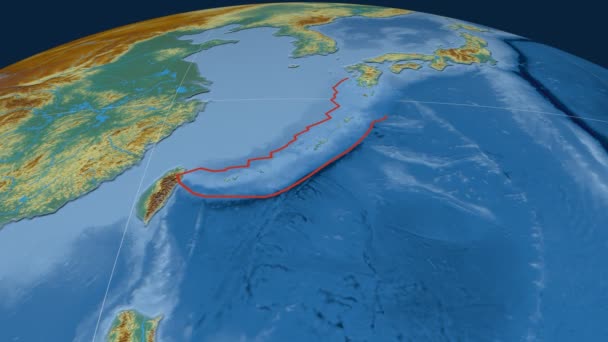 Okinawa tectonic plate. Relief — Stock Video