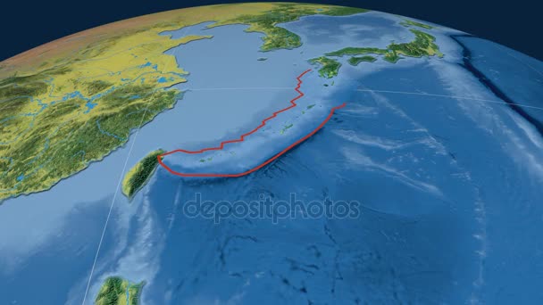 Okinawa tektonik plaka. Topografya — Stok video