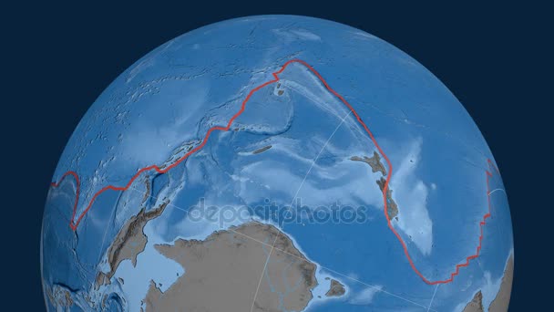 Pasifik tektonik plaka. Yükselme ve bathymetry — Stok video
