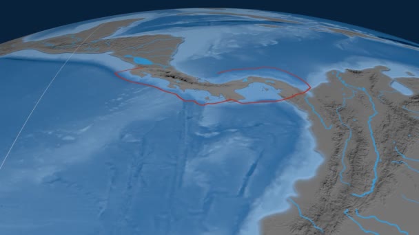 Panama tektonik plaka. Yükselme ve bathymetry — Stok video