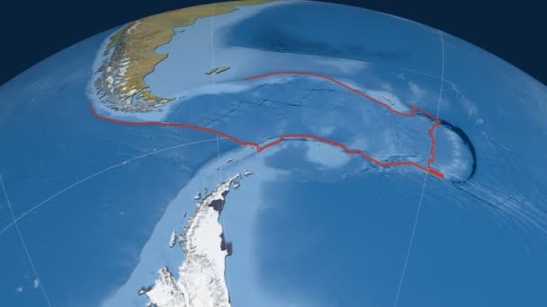 Scotia tektonische plaat. Satellietbeelden — Stockvideo