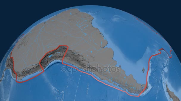 Sydamerika tektoniska plattan. Höjd och batymetri — Stockvideo