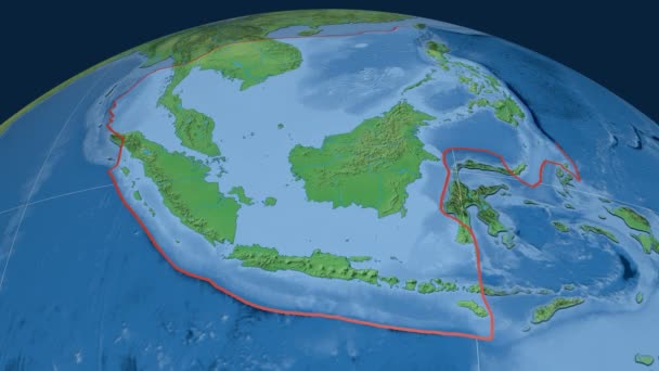 Sunda tectonic plate. Natural Earth — Stock Video