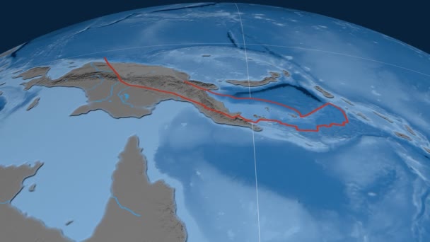 Woodlark tectonic plate. Elevation and bathymetry — Stock Video