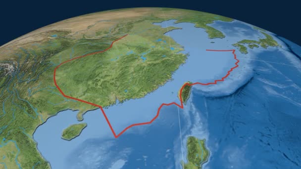 Placa tectónica de Yangtze. Imágenes satelitales — Vídeo de stock