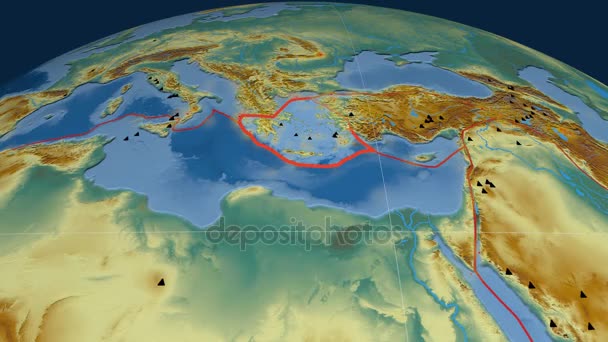 Tectônica do Mar Egeu destaque. Alívio — Vídeo de Stock