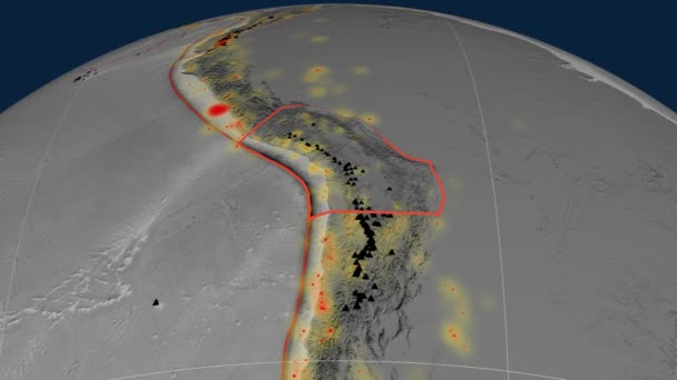 Tectónica del Altiplano. Escala de grises de elevación — Vídeos de Stock