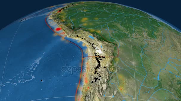 Προτεινόμενα Altiplano τεκτονική. Δορυφορικές εικόνες — Αρχείο Βίντεο