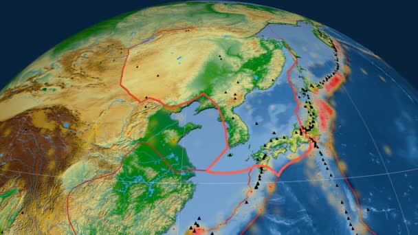 Amur tektonics vorgestellt. physisch — Stockvideo