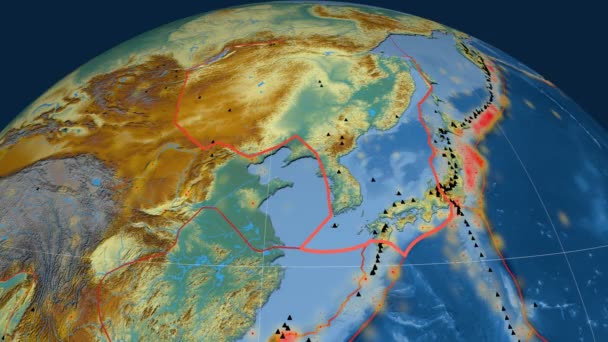 Amur tectonics featured. Relief — Stock Video