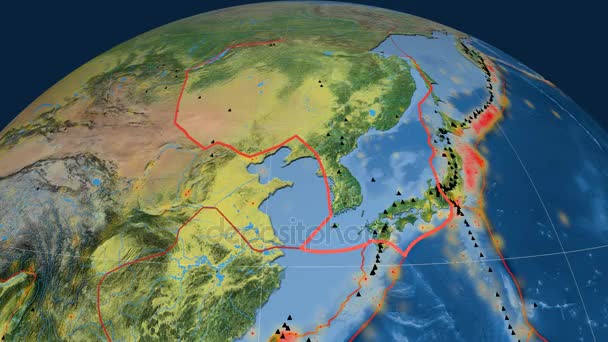 Amur tectónica aparece. Topografía — Vídeo de stock