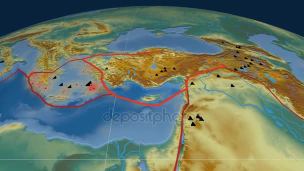 Anatolia tectonics featured. Relief — Stock Video