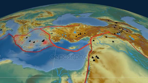 Anatólia tectônica destaque. Alívio — Vídeo de Stock
