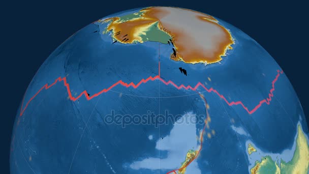 Antarktida tektonické vystupoval. Reliéf — Stock video
