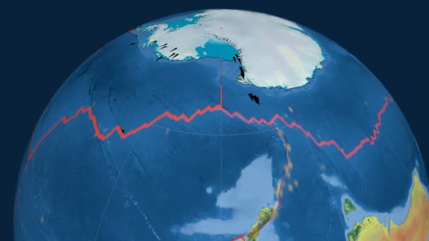 Antarktyda Tektonika opisywany. Topografia — Wideo stockowe
