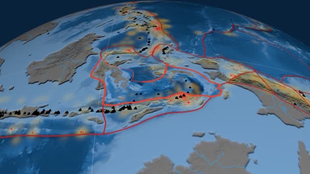 Banda havet tektonik skisserat. Topo och bathy — Stockvideo