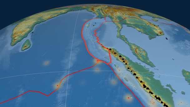 Burma tectonics featured. Relief — Stock Video