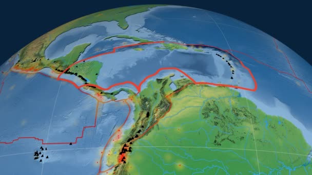 Карибський тектоніки ознаками. Природні землі — стокове відео