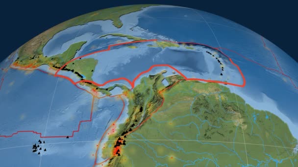 Tectónica caribeña presentada. Imágenes satelitales — Vídeos de Stock