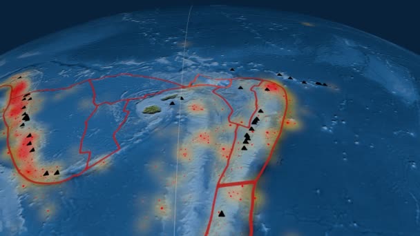 Futuna tektonik skisserat. Satellitbilder — Stockvideo