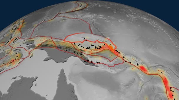 Norra Bismarck tektonik skisserat. Höjd gråskala — Stockvideo