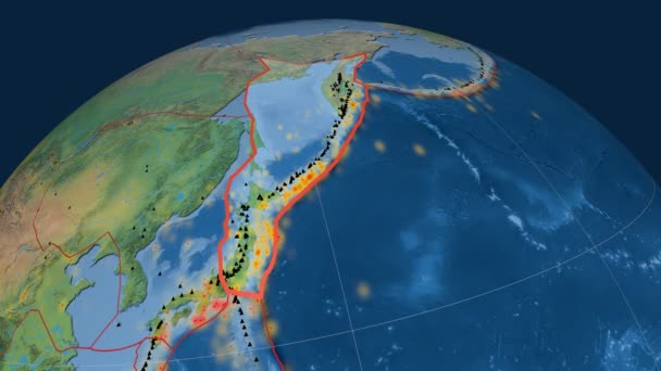 Okhotsk tectónica aparece. Tierra natural — Vídeo de stock