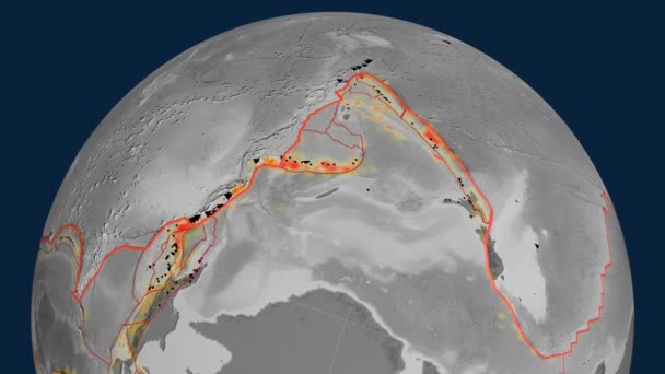 Pacific tektonik skisserat. Höjd gråskala — Stockvideo