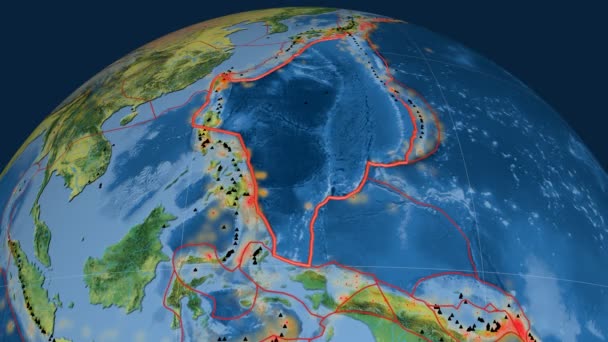 Tectónica do Mar das Filipinas em destaque. Topografia — Vídeo de Stock