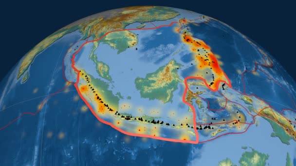 Sunda tectonics featured. Relief — Stock Video