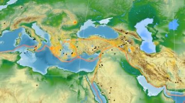Ege deniz yaşamı özellikli. Yükseklik gri tonlamalı. Kavrayskiy VII projeksiyon