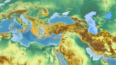 Ege deniz yaşamı özellikli. Yükseklik gri tonlamalı. Kavrayskiy VII projeksiyon